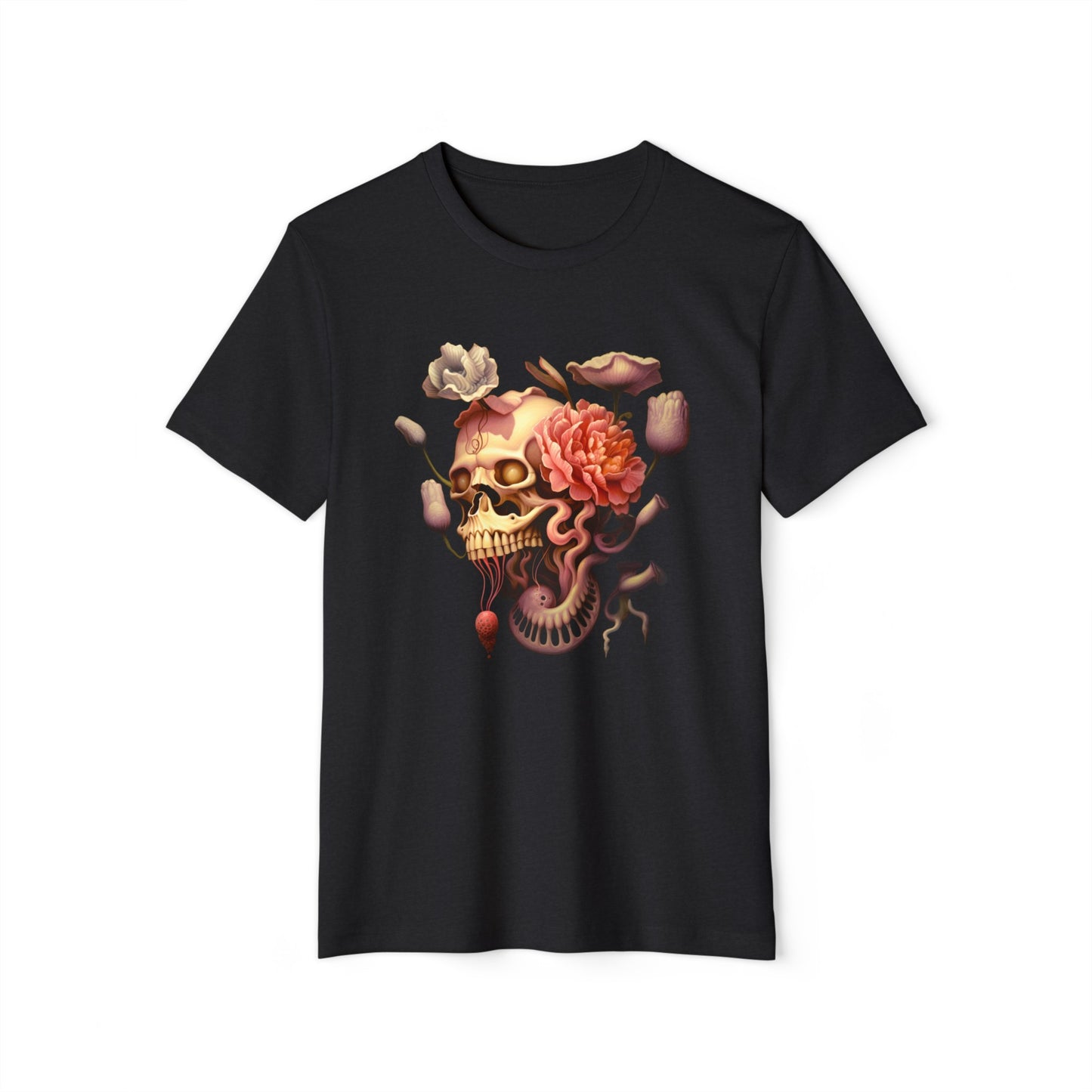 💀🌸Portrait ,Unisex ♻️Recycled Organic T-Shirt
