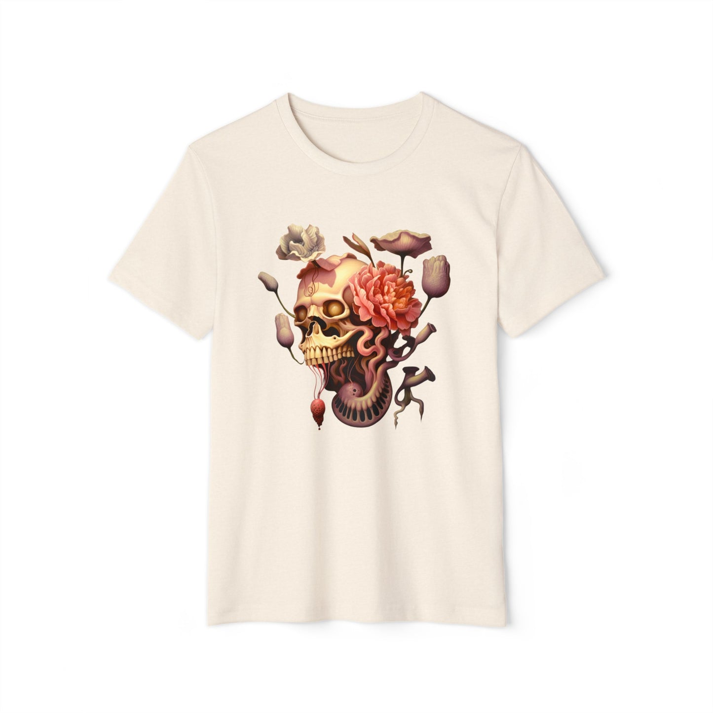 💀🌸Portrait ,Unisex ♻️Recycled Organic T-Shirt