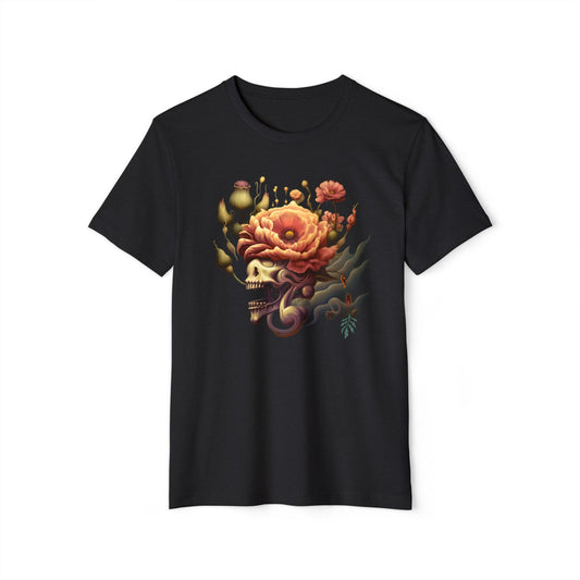 ☠️Floral Skull ,Unisex ♻️Recycled Organic T-Shirt