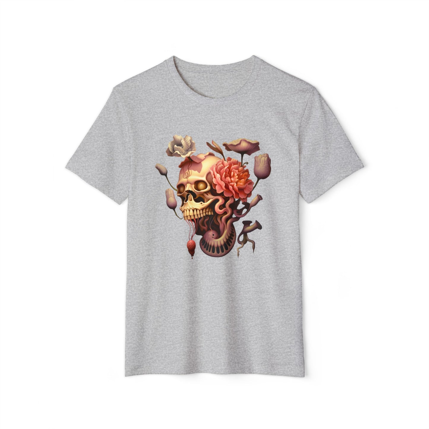 💀🌸Portrait ,Unisex ♻️Recycled Organic T-Shirt